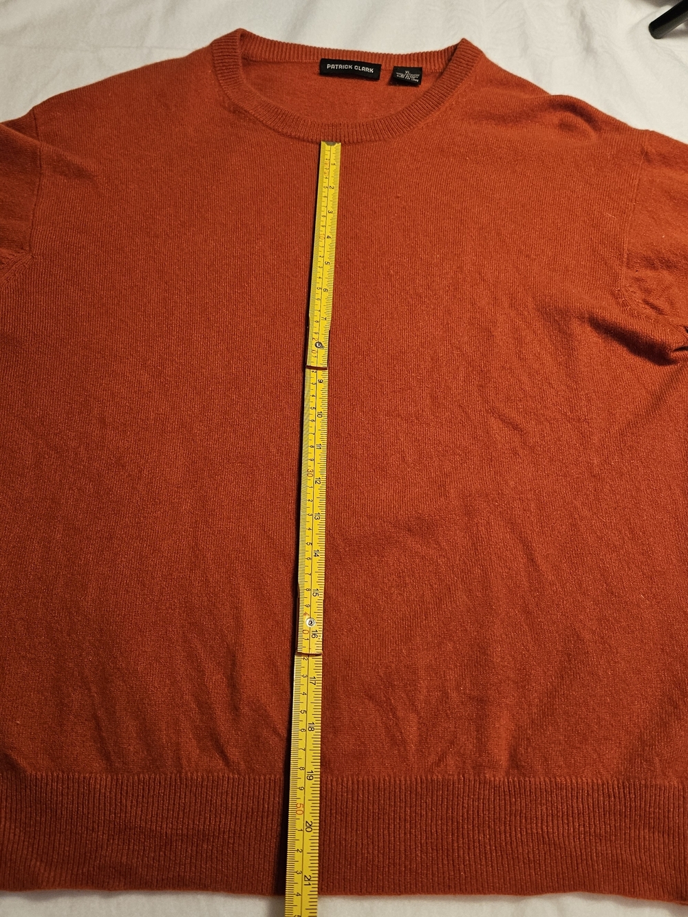 Patrick Clark XL 100% Cashmere Sweater Burnt Orange Crewneck Pullover Classic - Picture 3 of 10